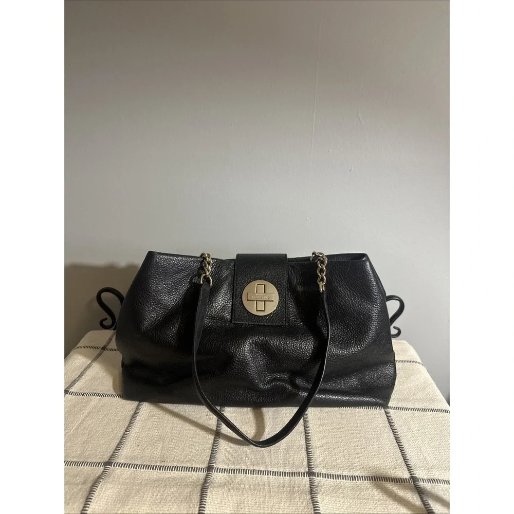 Kate Spade New York Black Town Road Elena Leather Shoulder Bag‎ Tote Gold Chain
